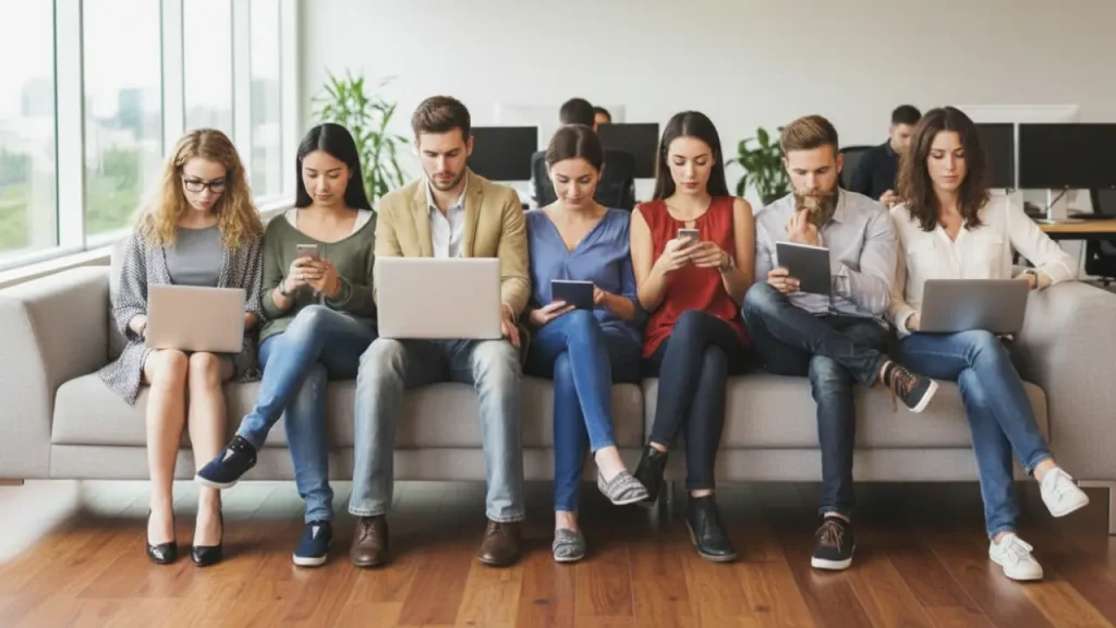 Seven_people_sitting_on_a_couch__all_using_a_device