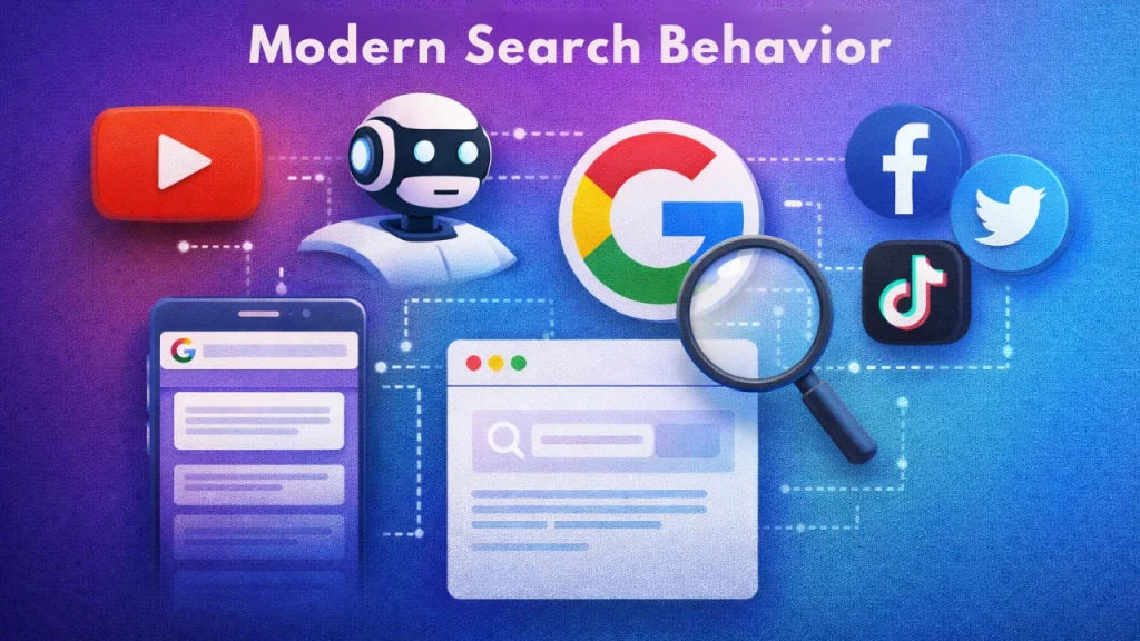 Modern online search behavior icons