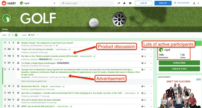 An example of what an advertisement on a subreddit looks like