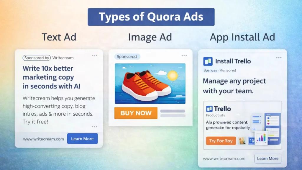 Types of Quora Ads